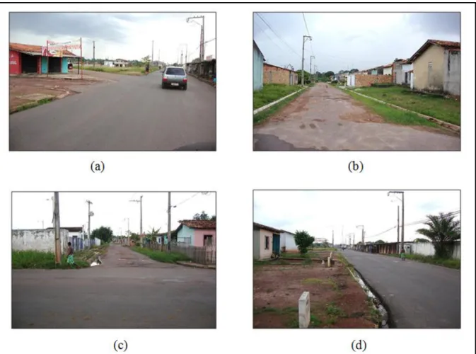 Figura 10 – Características habitacionais do residencial Beija-Flor: (a) sistema de pavimentação; (b), (c) e  (d) unidades habitacionais