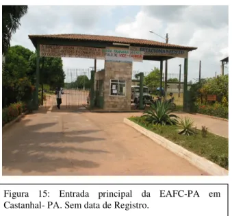 Figura  15:  Entrada  principal  da  EAFC-PA  em  Castanhal- PA. Sem data de Registro