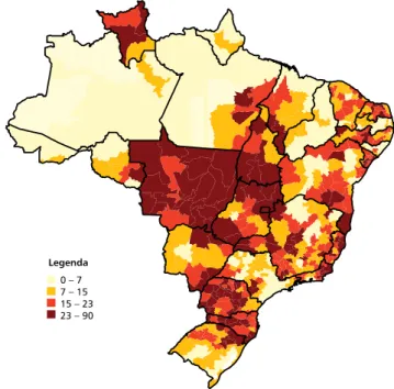 Figura 20 - Taxa padronizada de mortalidade por ATT nos ocupantes nas microrregiões  – Brasil 2002-2004