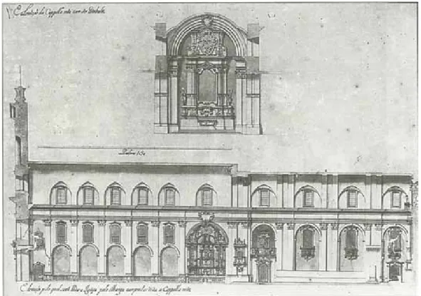 Figura 2 -– Antonio José Landi (atribuição). Corte e retábulo-mor da Sé de Belém, desenho a pena aqua- aqua-relados