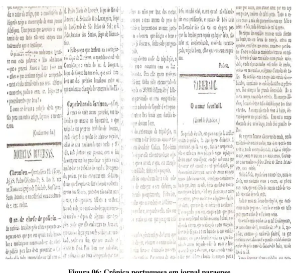 Figura 06: Crônica portuguesa em jornal paraense  Fonte: Microfilmes Centur 