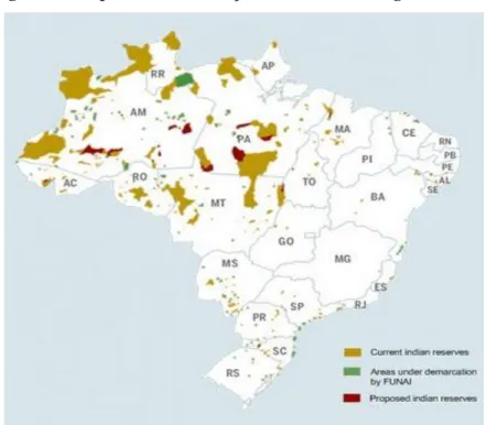 Figura 4 - Mapa com a localização das reservas indígenas no Brasil 