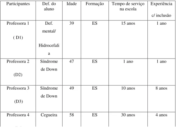 Figura 2 - Dados Sócio-demográficos das Professoras.  