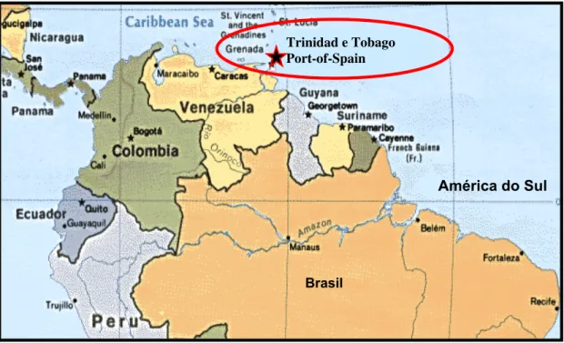 Figura 3 - Mapa mostrando a localização de Port-of-Spain, Trinidad, local onde  o VMEL (TRVL 9375) foi isolado pela primeira vez