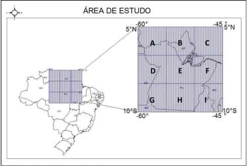 Figura  9.  Mapa  da  área  utilizada  para  as  análises  da  distribuição  dos  raios