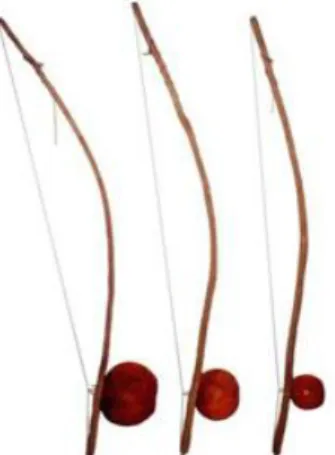 Figura  01  –  Berimbau  Berra-boi  ou  Gunga  (grave),  Berimbau Médio (solo) e Berimbau Viola (agudo)