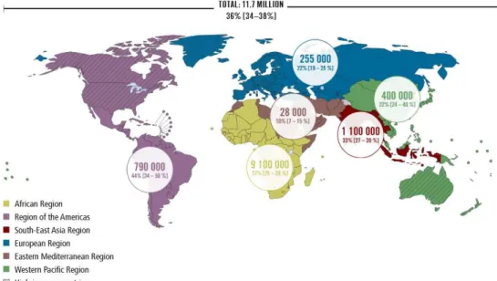 Figura 12 - Número de pessoas com aids recebendo TARV, no mundo em 2013 