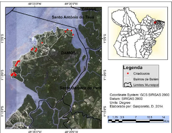 FIGURA 7 Localização geográfica da área de estudo situada no distrito administrativo de Mosqueiro, Belém-PA