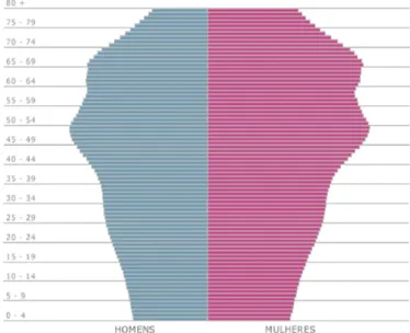 Figura 2: Projeções da pirâmide populacional brasileira no ano de 2050. 