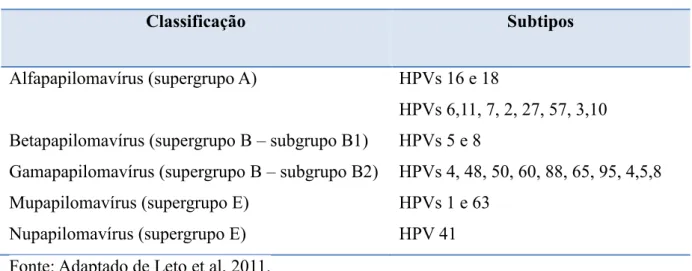 Figura 2. HPVs mucosotrópicos e filogenia dos seus potenciais oncogênicos 