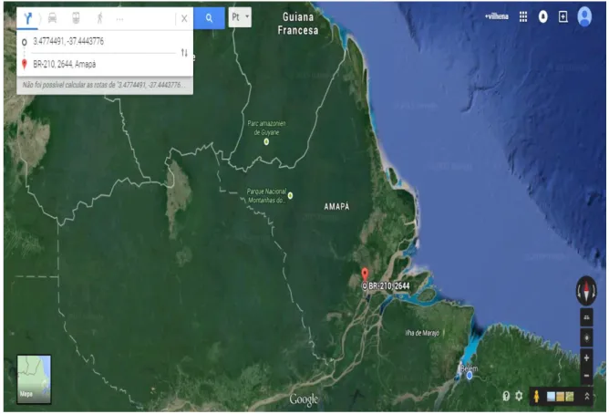 Figura 14  –  Localização do arbusto da espécie Ouratea hexasperma no mapa nos pontos do  GPS