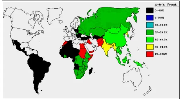 Figura 04: Prevalência do HCV em % no Mundo, 2005  (Fonte: WGO - World Gastroenterology Organization