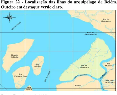 Figura  22  -  Localização  das  ilhas  do  arquipélago  de  Belém. 