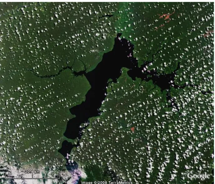 Figura 8 – Imagem de satélite da Baía de Caxiuanã, em que também é possível identificar alguns rios e  igarapés da região