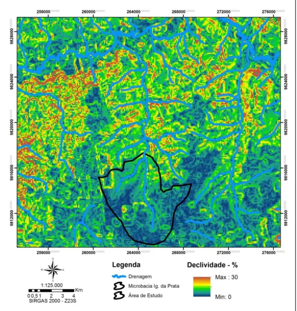 Figura 7: Mapa de declividades. Fonte: Autoria própria. 