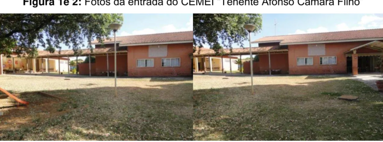 Figura 1e 2:  Fotos da entrada do CEMEI “Tenente Afonso Câmara Filho” 