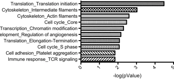 Figure 7. Enriched classes of proteins repressed by KSHV miRNAs. A list of the 5% most repressed proteins (Fig