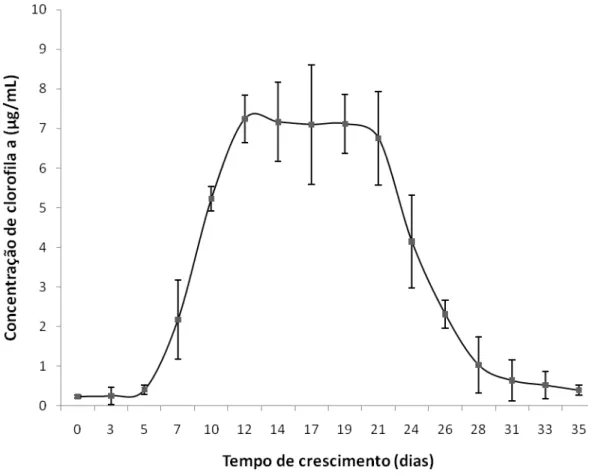 Figura 07 – Curva de crescimento controle da cianobactéria G. unigranulatum UFV- UFV-E01 durante 35 dias