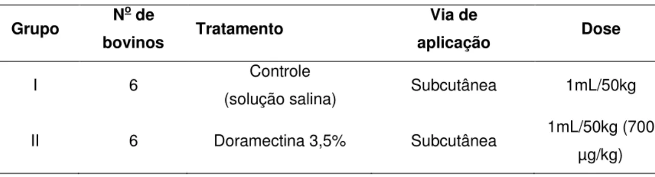 Tabela 4. Delineamento experimental 