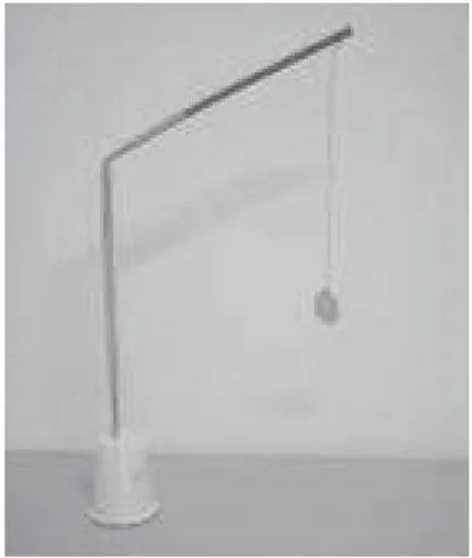 Figura 4.8 –  Pêndulo completo. Nesse caso, o pêndulo foi feito com linha  de seda e um disco de papel-alumínio.