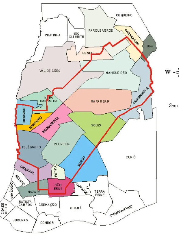 Figura 4: Mapa dos bairros integrantes da Bacia do Una  ( sem escala )  Fonte: Projeto Una 