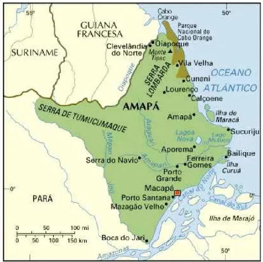 Figura 1: Mapa de localização do Estado do Amapá Fonte: Amapá Turismo, 2005