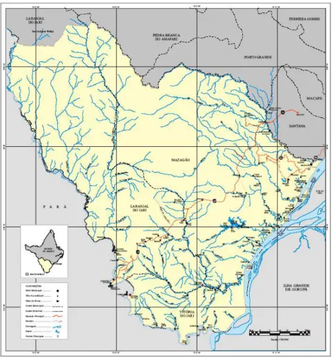 Figura 3: Mapa de Localização da área Sul do Estado do Amapá Fonte: ZEE, 2002.