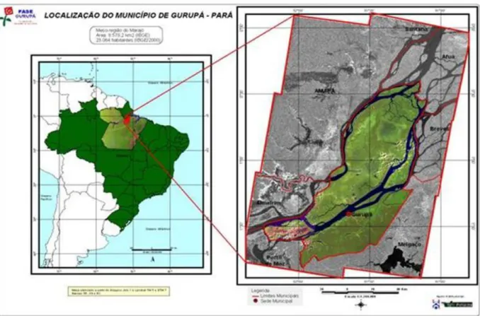 Figura 01- Localização geográfica do município de Gurupá  Fonte: Sério Queiroz. Arquivo FASE - Gurupá 