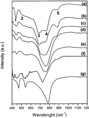 FIG. 5. IR specular reflectance spectra of Pb 1−x Sr x TiO 3 thin films with different x values: (a) undoped PbTiO 3 thin film reference;