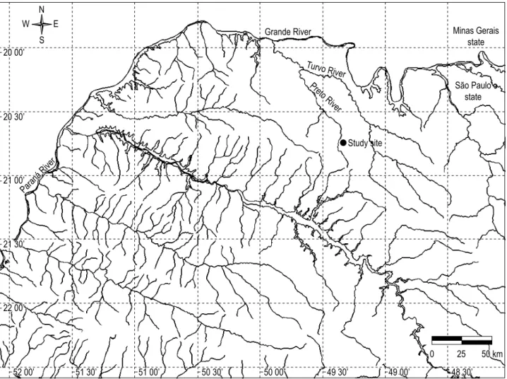 Figure 1. Location of the study site in the northwestern region of the São Paulo state, Upper Rio Paraná basin.
