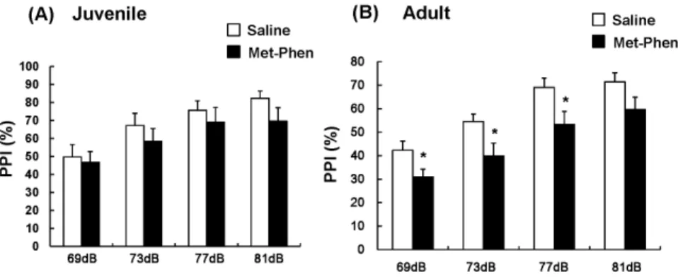 Figure 4. Effects of D-serine on PPI deficits at adult after neonatal Met-Phen treatment