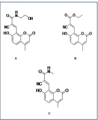 Figure 1. Chemical structures of 7-hydroxy-4-methyl coumarin derivatives with their IUPAC names