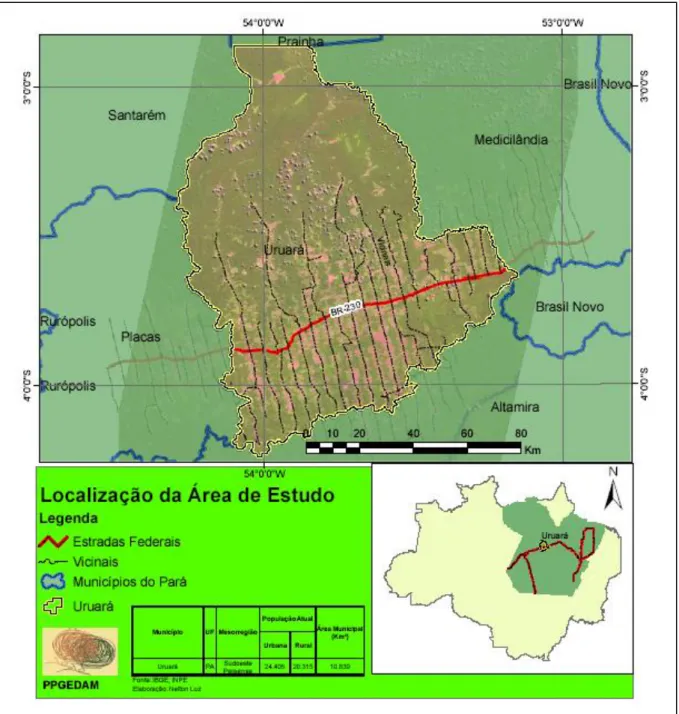 Figura  02:  Mapa  de  Localização  do  Município  de  Uruará,  no  Território  da  Transamazônica,  Estado do Pará