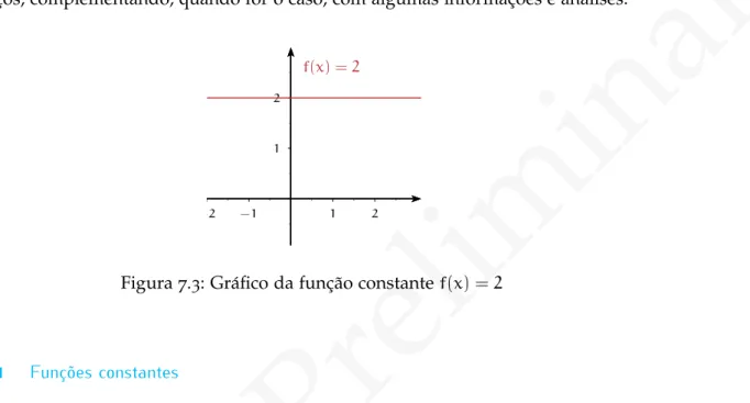 Figura 7 . 3 : Gr´afico da func¸˜ao constante f ( x ) = 2