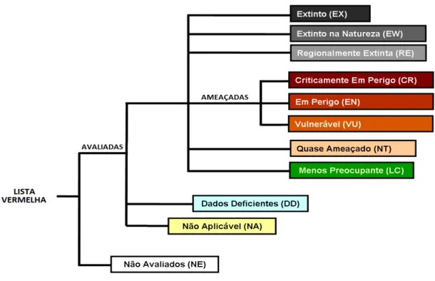 Figura 1: Categorias de estado de conservação de espécies ameaçadas   elaborada pela IUCN (IUCN, 2001)