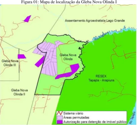 Figura 01: Mapa de localização da Gleba Nova Olinda I 