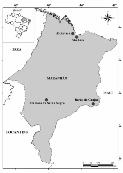 Figura 3. 5- Mapa estado do Maranhão, municípios próximos aos afloramentos. 