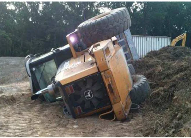 Fig. 1. Loss of mobile working machine stability during operation  Rys. 1. Spadek stabilno ci w mobilnej maszynie roboczej podczas pracy 