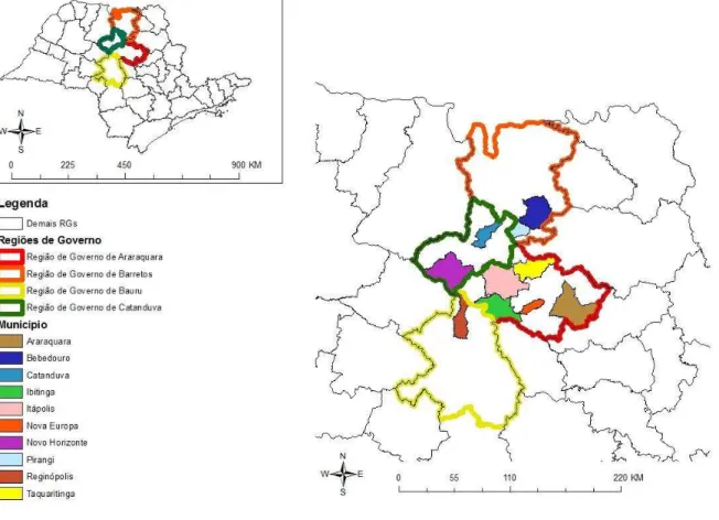 Figura  2  -  Localização  dos  municípios  dos  associados  do  Instituto  ANNONA  e  as  respectivas Regiões de Governo