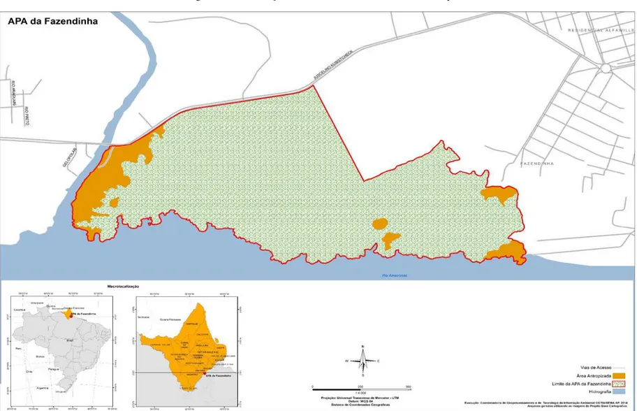 Figura 05 - Localização e acesso a APA da Fazendinha, Macapá-AP. 