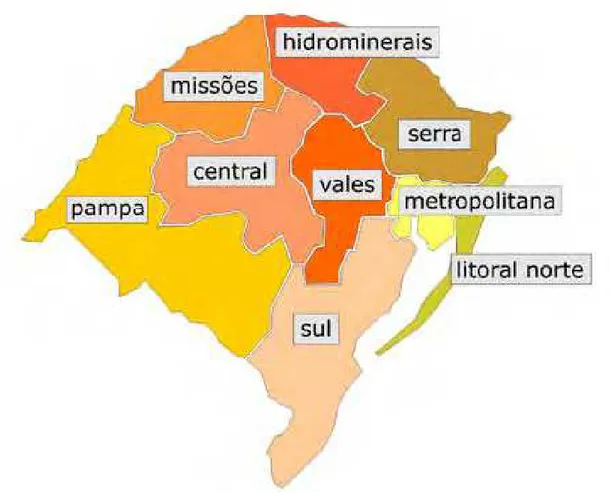 Figura 1. Regiões turísticas do Rio Grande do Sul. 