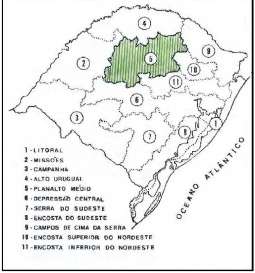 Figura 4. Zonas fisiográficas do Rio Grande do Sul. 