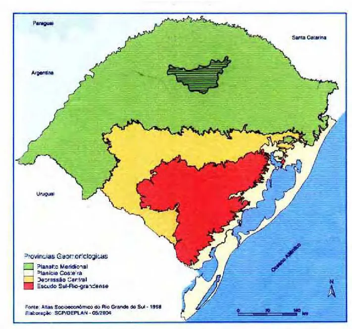 Figura 6. Províncias Geomorfológicas do Rio Grande do Sul. 