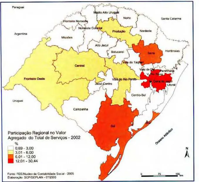 Figura 11. Participação regional no valor agregado dos serviços no Rio  Grande do Sul.