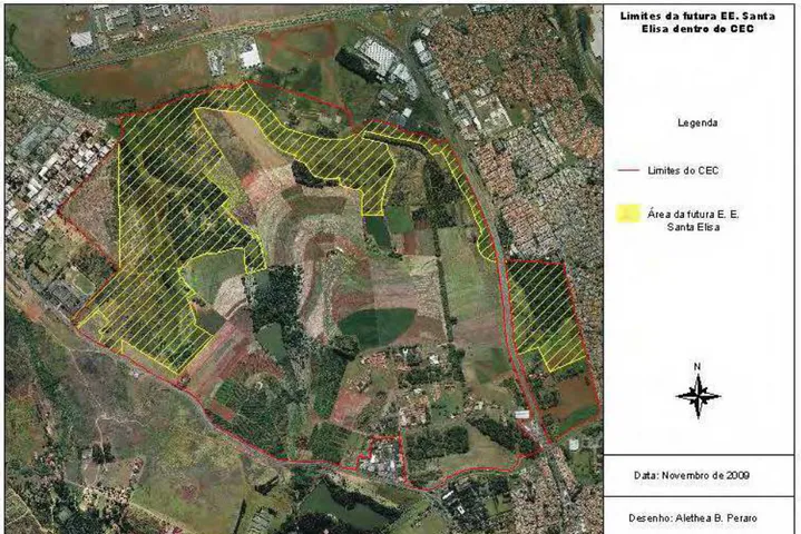 Figura 1. Limite da futura Estação Ecológica Santa Elisa, Campinas – SP. Fonte da base: 