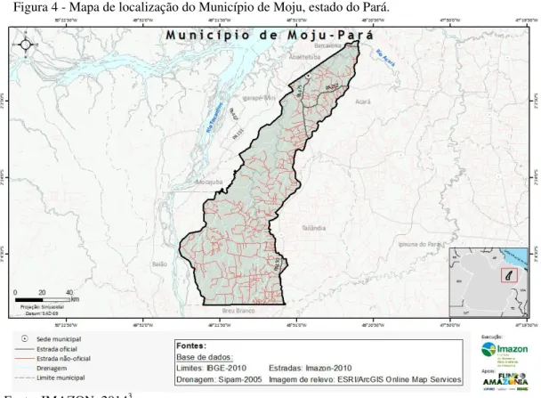 Figura 4 - Mapa de localização do Município de Moju, estado do Pará.