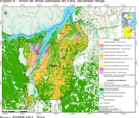 Figura 6 - Solos de áreas alteradas no Pará, incluindo Moju.