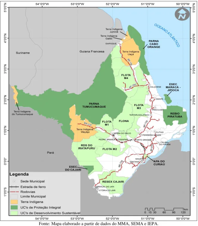 Figura 1 – Mapa das unidades de conservação do estado do Amapá. 