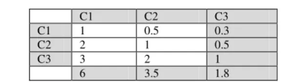 TABLE IV.   T HE  P AIRWISE  M ATRIX FOR THE  C RITERIA OF  DM1 