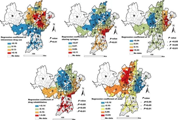 Figure 3. Spatial EB smoothed map of the prevalence of HCV infection by township.